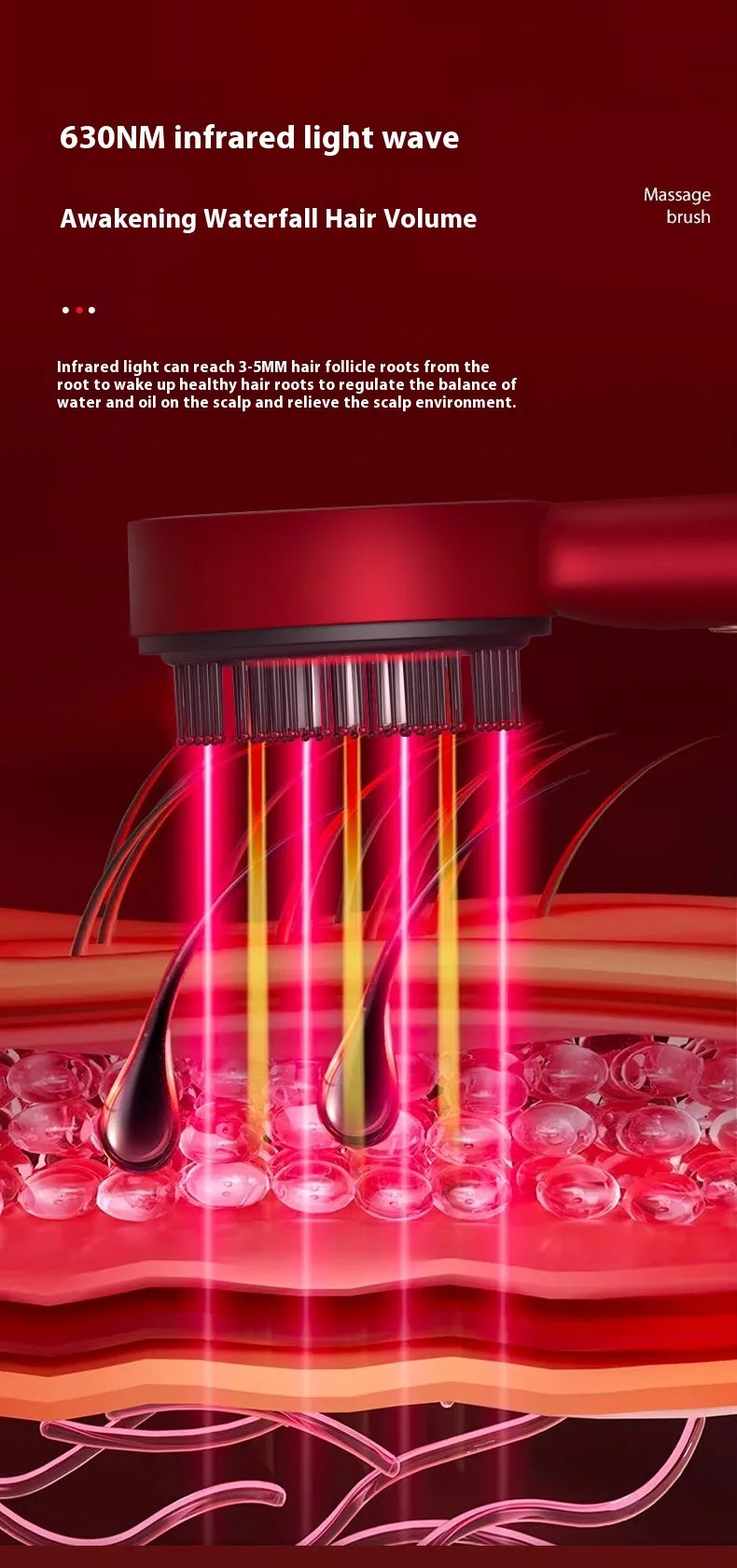 Aura Scalp Comb red light therapy ring — scalp care device detail